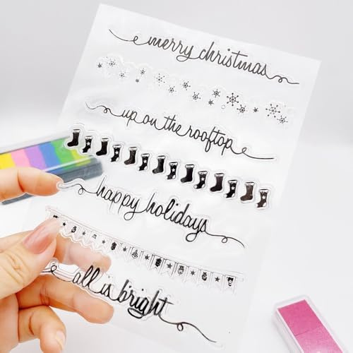 Merry Christmas Snowflake Lace Clear Stamps Socks Lace Pattern Transparent Seal Stamps for Holiday Card Making Decoration and DIY Scrapbooking Album DIY Crafts