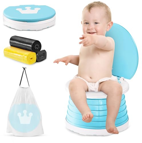 Portable Potty for Toddlers, 2-in-1 Travel Potty Kids Training Toilet Seat (Light Blue)