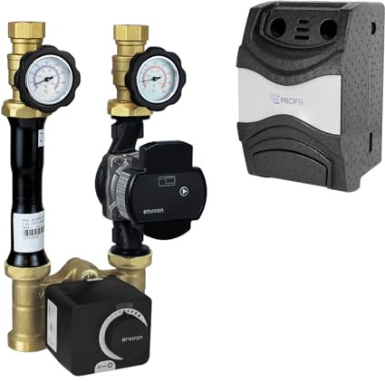 ENVIRON - Heizkreis Pumpengruppe mit Hocheffizienzpumpe Drei-Wege-Mischer und Stellmotor Heizkreisset Mischer DN25 1 1/2 Anbindesystem