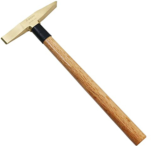 WEDO Schweißhammer mit Holzstiel, Messing,300g Schlackenhammer, Schweißerpickhammer Länge 350mm