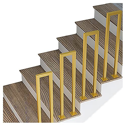 SUNMME Metal Stairs Handrail,U-Shaped Handrail Railing for Steps,Stair Railing, Safety Non-Slip Hand Grab Bar, Elderly Support Bar, Balcony Fence (Color : Gold, Size : 3ft/90cm)