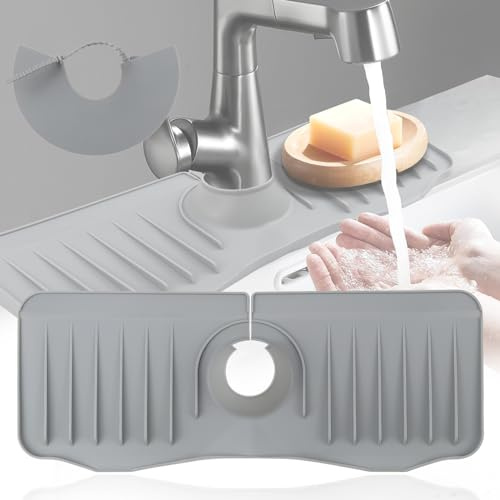 Silikon Wasserhahn Matte 14.57 in*5.71 in Küche Silikon Wasserhahn, Abtropfmatte Silikon für Küche, Badezimmer Arbeitsplatte Schützen Drainagematte