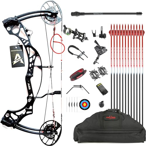 wolfman Bogenschießen Compoundbogen Set Erwachsene 35-70 lbs Einstellbar 350 FPS Hochgeschwindigkeits Jagdbogen Bogenfischen Compound Bogen und Pfeil Set mit Zubehör Rechtshänder (Compoundbogen Set)