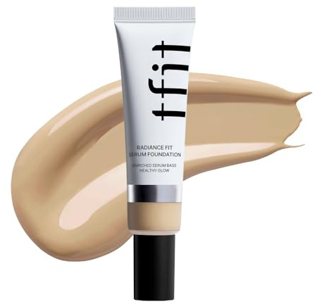 TFIT Radiance Fit Serum Foundation – makellose Deckkraft, taufrisches Finish, langanhaltend, leichtes, koreanisches Make-up, 1,05 oz. (W02 Mandelbutter, 1,05 oz.)