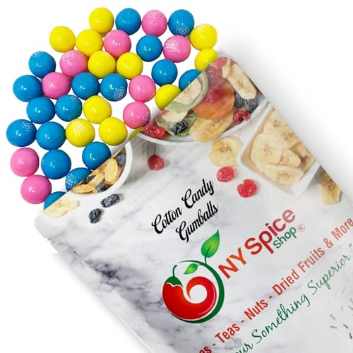 NY Spice Shop Cotton Candy Gumballs - 1 Pound Gumballs for Gumball Machine - Chewing Gum Dubble Bubble Gumballs - Fruit Flavored Bulk Candy - Old Fashioned Candy for Machine Refill - 50 Pcs -1 Inches