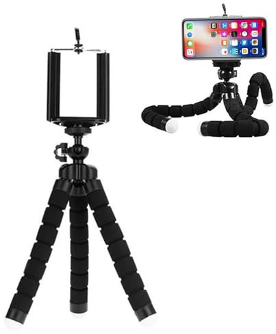 Support De Téléphone, Trépied De Téléphone Robuste en Métal avec Revêtement en Caoutchouc, Support De Trépied Extensible Rotatif À 360 Degrés, Supports Univrsels en Éponge pour Téléphone Portable, Su