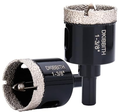1-3/8 Diamond Hole-Saw Bits with Pilot Drill Bit - 2pc 1-3/8 in Diamond Tipped Tile Hole Saws with Guiding Bit for Accurate Drilling, for Porcelain Tile Ceramic Pots Granite Stone Glass Bottles 35mm