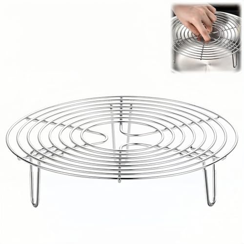 Round Cooling Racks for Cooking, Stainless Steel Steam Trivet Rack, Round Steaming Rack, Canning Rack, Wire Pot Steamer Stand Fits for Air Fryer Instapot Cake Pans (18cm/7.08)