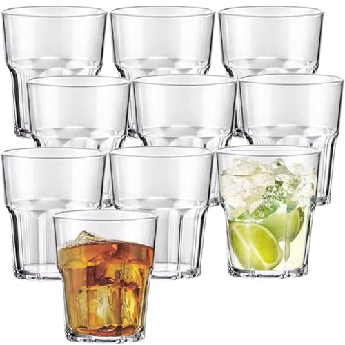 Habwah Lot de 10 verres empilables en acrylique transparent 240 ml