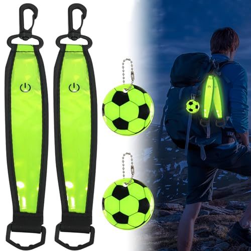 Lot de 4 sacs d'écolier à LED clignotants pour enfants, réflecteurs pour enfants, lumière de sécurité LED, lumière clignotante, sac d'école, étiquette lumineuse, pendentif réfléchissant pour sac à dos