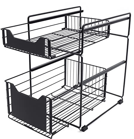 SICHENSH 2 Etagen Unter Waschbecken Regal, GewüRzregal Schublade, Metall Spülschrank Organizer, Schiebeschublade Küchen Organizer, Unterschrank Organizer für Schlafzimmer, Bäder, Küchen