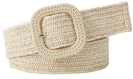 Limtula Verstellbarer Taillengürtel Mit Schnalle Für Damen Elastischer Gürtel Geflochtener Gürtel Breiter Bund Buntes Stroh Vintage Bohemien