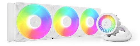 ARCTIC Liquid Freezer III Pro 420 A-RGB (blanc) - Refroidisseur CPU AIO, 3 x 140 mm refroidissement à eau, radiateur 38 mm, pompe PWM, ventilateur VRM, AMD AM5/AM4, Intel LGA1851/1700 Cadre de contact