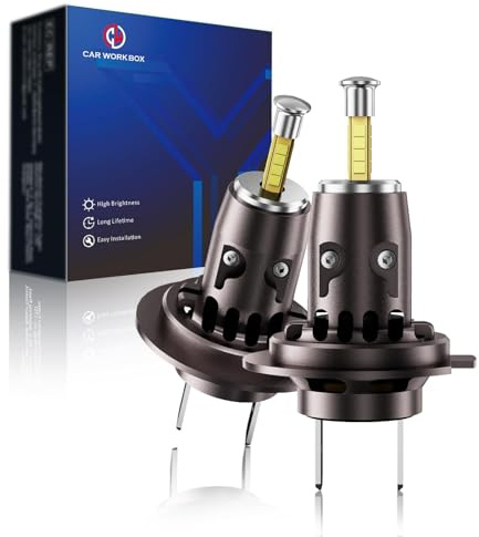 CAR WORK BOX H7 LED-belysningsarmatur: 6 500 K 24 000 lm bilstrålkastare-set, ersättningslampor bilset, glödlampor set bil, kompatibel med helljus och halvljus för 12 bilar