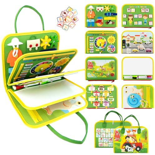 Letoya Busy Board, Montessori Spielzeug ab 1 2 3 4 Jahr, Busy Book Lernspiele Reisespielzeug für Kleinkind, Activity Board Buch für Autofahrt Flugzeug, Quiet Book für Jungen Mädchen Geschenk
