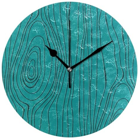 Orologio da parete rotondo in legno verde con venature annuali, 25,4 cm, per camera da letto, ufficio, sala da pranzo, ufficio, ufficio