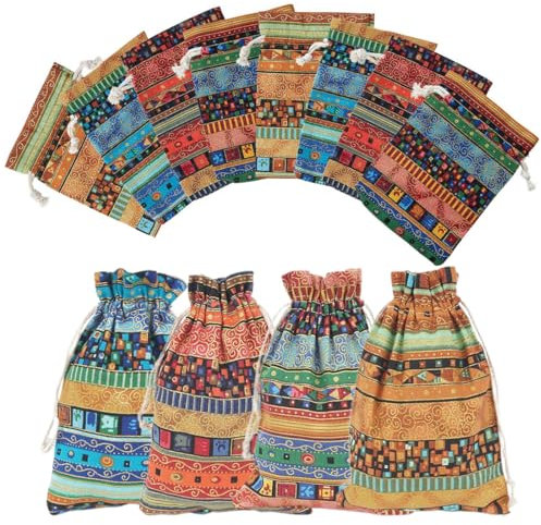 COYUN 12 sacchetti di cotone piccoli, 13 x 18 cm, cordino in tessuto, gioielli, sacchetti regalo sacchetto di tè, riutilizzabile, per matrimonio gioielli