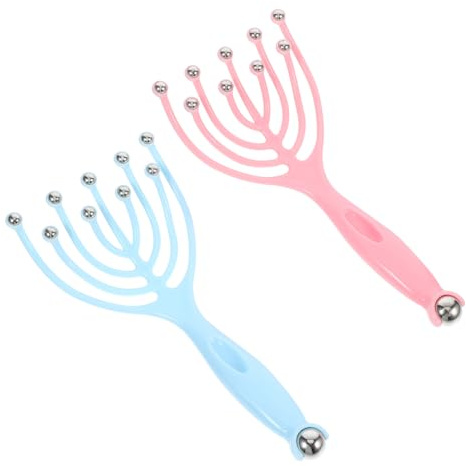 GOOHOCHY Massaggiatore Manuale Portatile Per La Testa a 9 Artigli, Set 2 Pezzi, Dispositivo Per Massaggio Del Cuoio Capelluto, Collo e Spalle, Strumento Portatile Per Massaggi Rilassanti in Viaggio