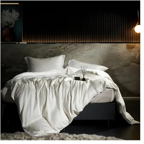 Seidenbettwäsche-Set, Bettlaken, Kissenbezüge, weichste Kühlung, glatt, für Doppelbett, Queensize-Bett, Kingsize-Familie