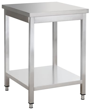 GastroHero - Tavolo da lavoro in acciaio inox, 80 x 60 cm, bancone da cucina commerciale con ripiano inferiore, senza paraschizzi, resistente, AISI 201, per ristoranti e catering
