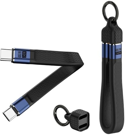 Cable USB4 Tipo C a Tipo C 13cm, Cable USB C Corto 240W Carga Rápida PD, 40Gbps Transferencia, 8K@60Hz, Compatible con MacBook, Smartphones, Tablets, SSD Externas - Cable USB C a USB C Corto