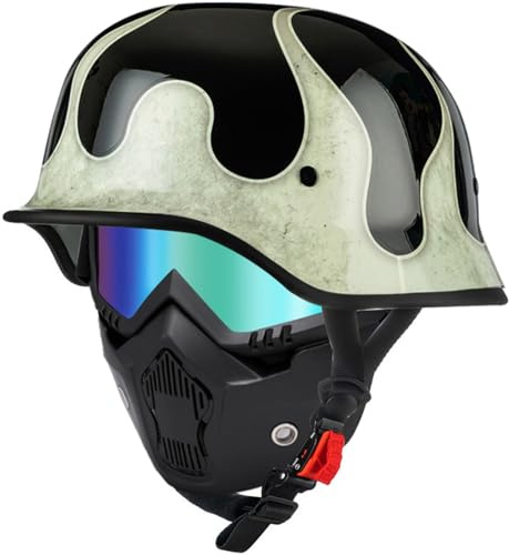 Casco Scodella Portatile Mezzi Caschi Jet, Mezzo Casco Da Motociclista Vintage Caschi Cromwell Caschi Casco A Scodella Scooter Motorino DOT/ECE Omologato Mezzo Elmetto Da Moto 7,XXL