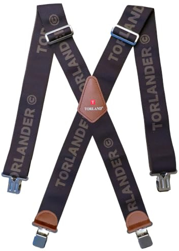 TORLAND Bretelle da uomo e da donna, extra forti, larghezza 5 cm, per pantaloni da lavoro, pantaloni da moto, regolabile fino a 2 m, per donne e uomini che sanno cosa vogliono, marrone, Taglia unica
