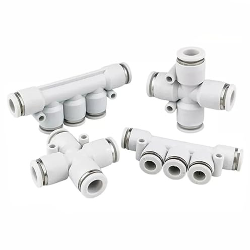 Conector rápido neumático PK PZA de cuatro vías y cinco vías, for manguera de aire, de plástico PU, de 4, 6, 8, 10 y 12 mm.(PK-6)