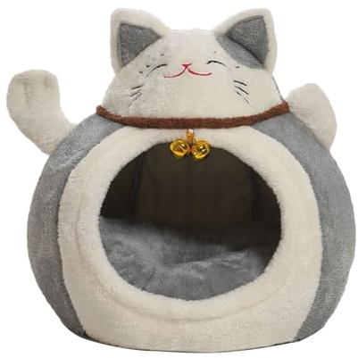 Thermisches Katzenbett für Katzen im Winter, halbgeschlossene Hasenhöhle, Katzenbett in Kuppelform, für kaltes Wetter, Winter, Innenbereich, Haus, Wohnung, Nachtschlaf, Tagesschlaf