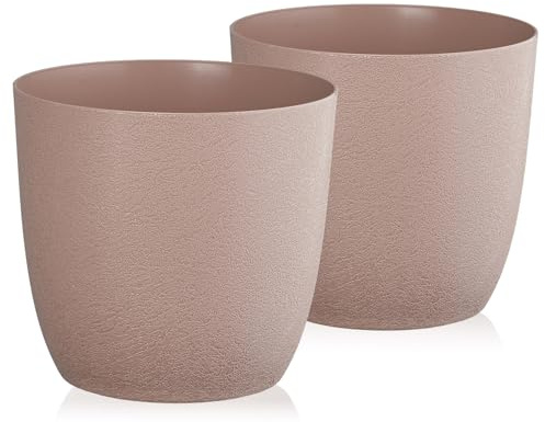 Tymar TURO Lot de 2 pots de fleurs/cache-pots pour plantes d'intérieur - Cacao au lait - Diamètre : 24 cm