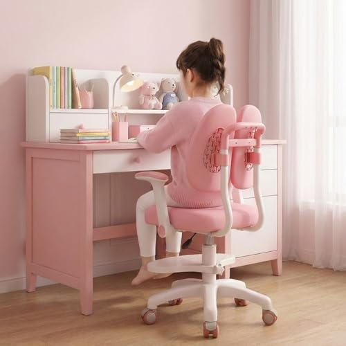 Chaise de bureau améliorée pour enfants, chaise de bureau réglable pour ordinateur, hauteur réglable, avec roues à 360 degrés, siège ergonomique pour enfants, double support dorsal, pour la maison
