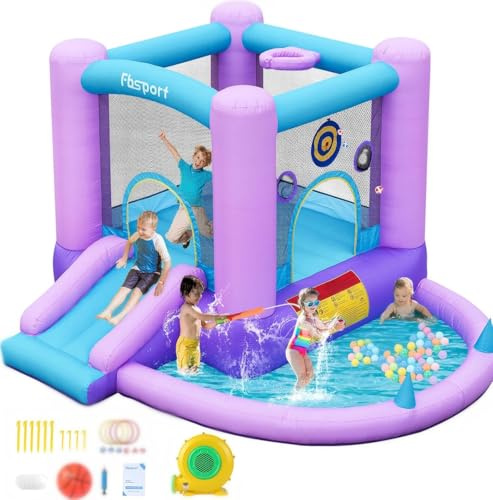 castillo hinchable para niños castillo hinchable acuatico de agua con Ventilador tobogán seco y de Agua, Adecuado para niños, Castillo Children's Bouncy para Uso Interior o Exterior 285 x 254 x 165 cm