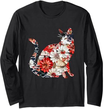 Gatto Origami Gatti Giapponesi in Fiore di ciliegio Giappone Maglia a Manica