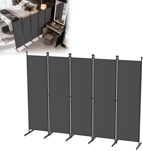 ACXIN 250 x 180 cm paravent 5 delar, rumsavdelare, fristående, insynsskydd och skiljevägg för balkong, vardagsrum och kontor, vikbar spansk vägg, ogenomskinlig rumsavdelare, paravent av polyester