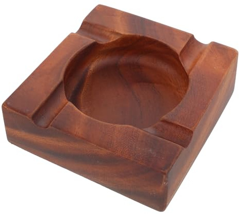 AUTSUPPL Walnut Ashtray with Large Engraved Slot, Vintage Solid Material Smoking Accessory and Holder for Home, Tea Room, Office, and Indoor Use, Drop-resistant Design