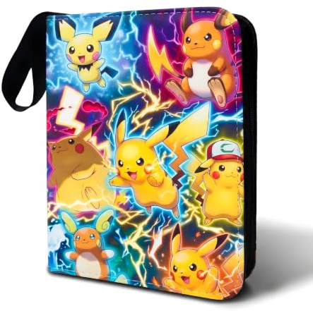 Sammelkarten Album mit 400 karten für Pokemon, 50 Seiten Sammelalbum, Wasserdicht PU Leder Kartenhalter Ordner mit Reißverschluss und Tragegriff, Tragbare Sammelmappe Geschenk für Kinder