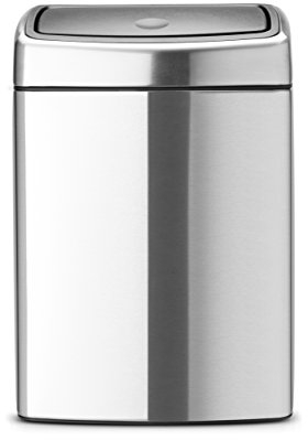 Brabantia Wall-Mounted Rectangular Touch bin 10 Litre, Fingerprint Proof Matt Steel