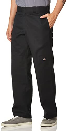 Dickies herr Double Knee arbetsbyxor byxor, Svart, 36W x 36L