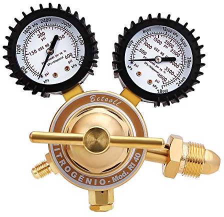BETOOLL Nitrogen Regulator with 0-600 PSI Delivery Pressure Equipment Brass Inlet Outlet Connection Gauges