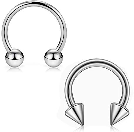 Cizme 2 st titan hästsko näsa läppring 18 g 8/10/12 mm ring septum tragus helix brosk örhänge piercing