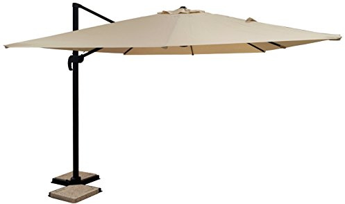 MICHELE SOGARI Ombrellone da Giardino 3X3 Beige Base Decentrata Alluminio 3 X 3 Telo Poliestere e Rotazione 360 Gradi - Palo Antracite e Telo Beige