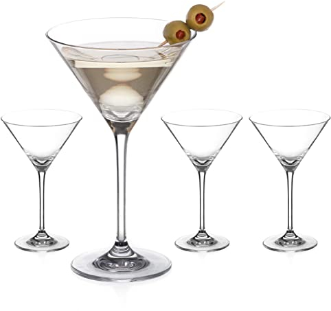DIAMANTE Martini Prosecco Cocktail Glasses - ‘Auris’ Collection Undecorated Crystal – Set of 4