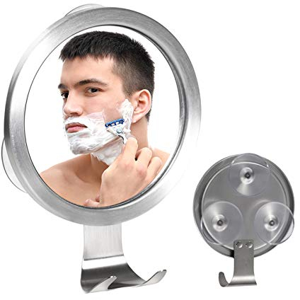Ettori Fogless Shower Mirror,Fogless Shaving Mirror,Fog Free shaving mirror with 3 Strong Suction Cup and Razor Hook,Anti fog Shatterproof Small Mirror in Bathroom – 15 x 15cm