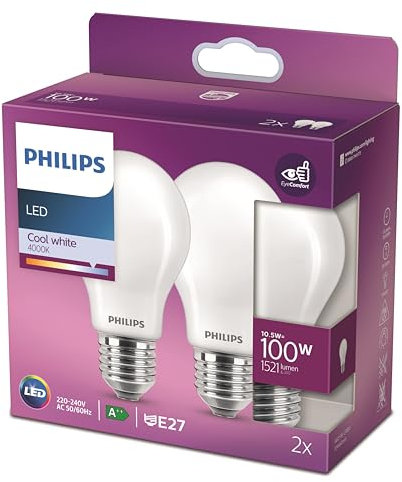 Philips Lampadina LED Goccia, 10.5W, attacco E27, Luce Bianca Fredda, non dimmerabile