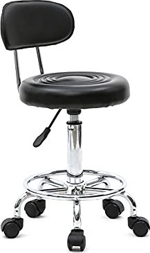 Alightup Tabouret de Bureau avec Dossier, Tabouret à roulettes Rotation à 360°Hauteur Réglable 47-61,5 cm, pour Salon de Massage, Bureau, Clinique (Elliptique Noir)