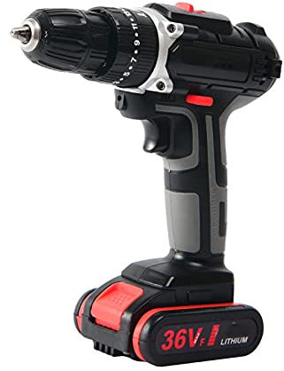 Perceuse sans fil 36V Charge rapide Hammer sans fil d'impact sur la perceuse mini-lithium de charge de batterie de charge avec lumière de travail LED pour le bureau et l'atelier de la maison