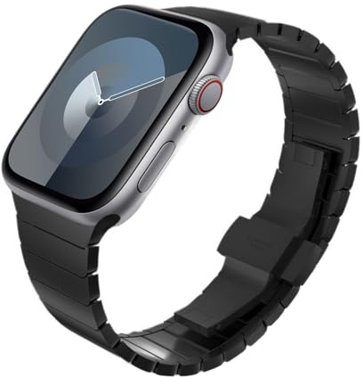 KADES Kompatibel mit Apple Watch Armband 41mm 40mm 38mm Series 9 8 7 SE Series 6 5 4 3 2 1, Herren Damen Solides Edelstahl Gliederarmband Ersatzarmband für iWatch Armband 41mm 40mm 38mm, Schwarz
