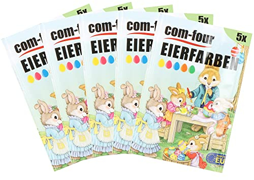 com-four® 25x Eierfarben-Pulver - Pulver zum Einfärben von Eiern - Für braune und weiße Eier geeignet (25 Stück - Pulver-Mix 1)