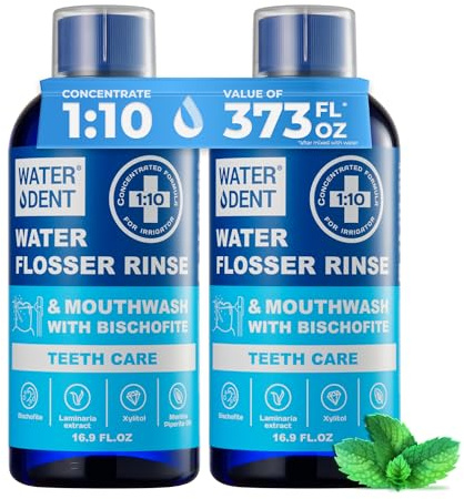 Concentrated Water flosser Rinse & mouthwash | Add to Oral irrigator | Mint Flavor | Alcohol and Fluoride Free| Pack of 2 = 33.8 fl.oz