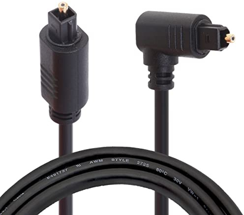 Tomost Cavo in fibra ottica, cavo audio digitale Toslink ad angolo retto a 90 gradi, cavo audio ottico placcato oro 24 per ricevitore AV Sound Bar, Smart TV, Xbox, PS4, lettori Blu-Ray (2 metri)